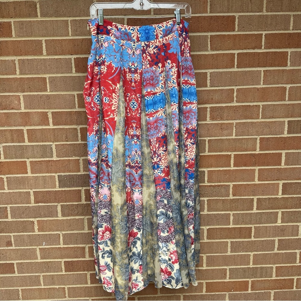 Anthropologie Hemant & Nandita Colorful Long Maxi Skirt Lined Size Medium - Picture 3 of 12